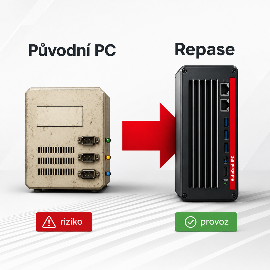 Repase průmyslového PC – původní počítač a modernizované řešení