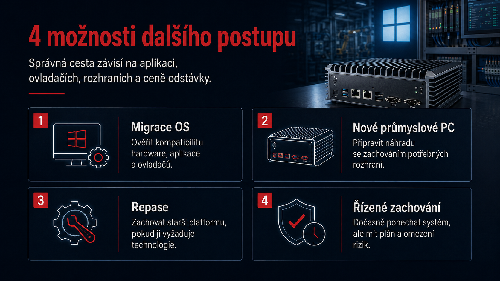 Čtyři možnosti dalšího postupu po konci podpory Windows 10 IoT Enterprise LTSB 2016